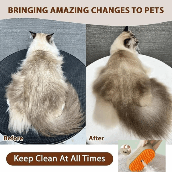 4-in-1 Rechargeable Pet Steam Brush – Electric Spray Grooming & Massage Comb for Cats & Dogs